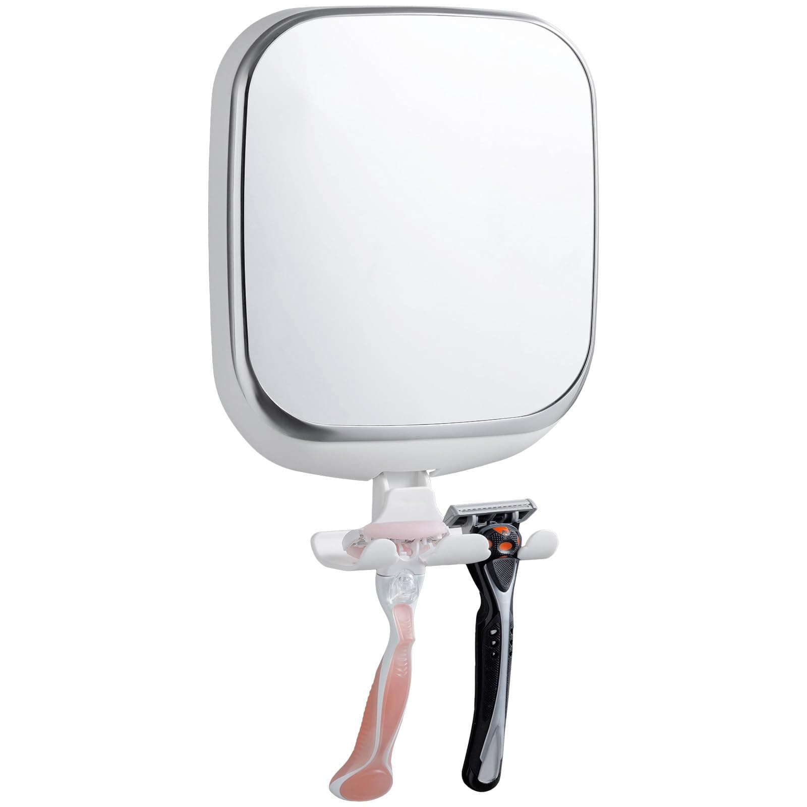 TAILI Shower Shaving Mirror Anti Fog with Razor Holder with Powerful Suction Cup NO-Drilling & Removable, Fogless Mirror Suction Shatterproof & Waterproof Wall Mounted(White)