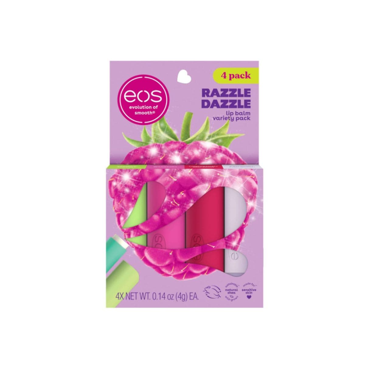 eos Lip Balm Gift Set- Razzle Dazzle, Limited-Edition Lip Moisturizer, Variety Pack, 0.14 oz, 4-Pack