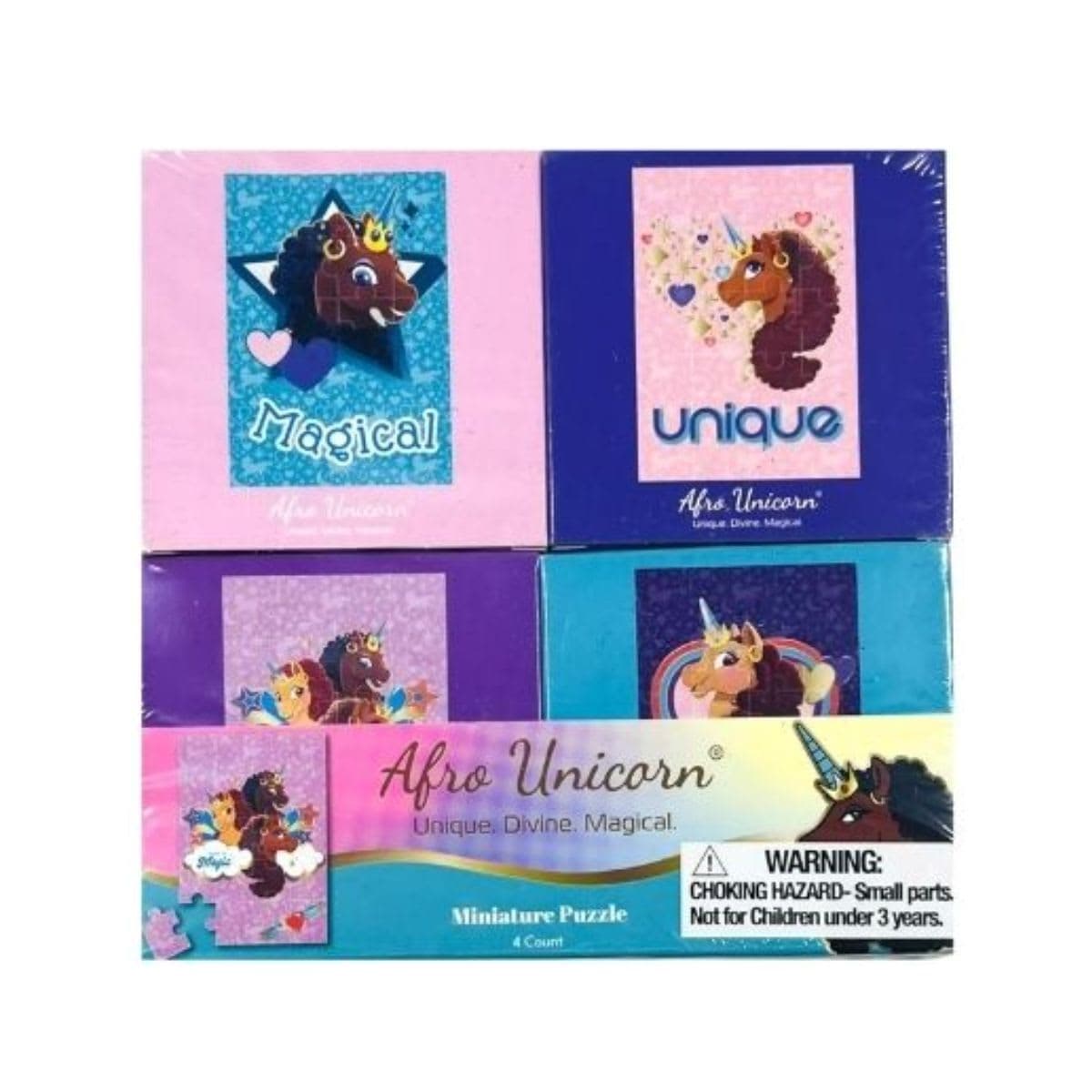 Afro Unicorn Miniature puzzles 20 pieces (4 pack) Total 8 Puzzles