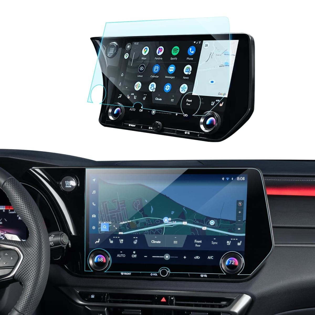LANTU RX TX 350 Screen Protector for 2023 2024 Lexus RX350& TX350 Accessories Tempered Glass GPS Navigation Touchscreen Protector for RX 350/350h/500h& 2024 TX 350/500h HD Clear-14 Inch