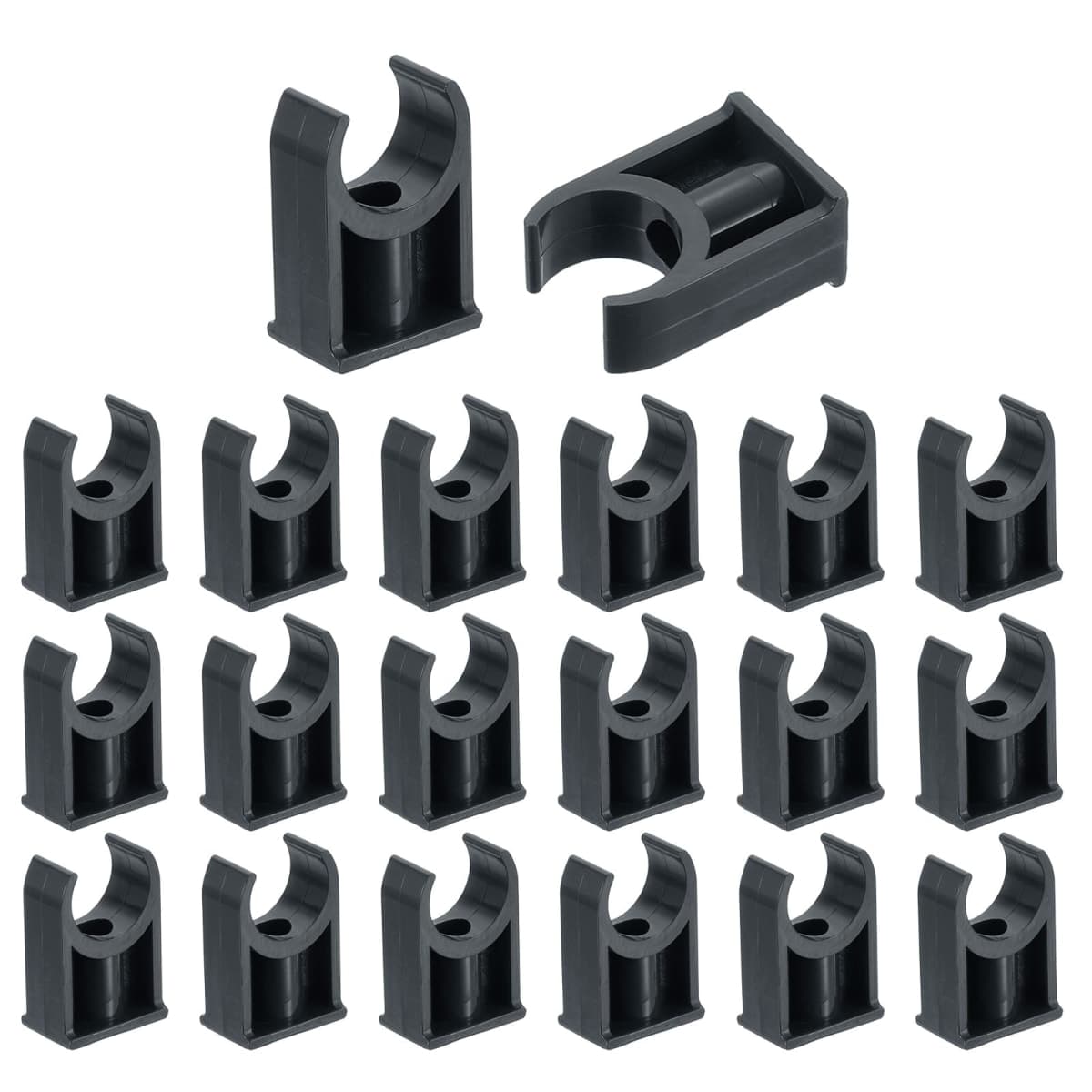uxcell 20Pcs PVC Water Pipe Clamps Clips, U-Shaped Tubing Hose Buckles, Irrigation Tube Holder for 20mm OD for TV Trays Tubing Hose Hanger Support Tubing, Black