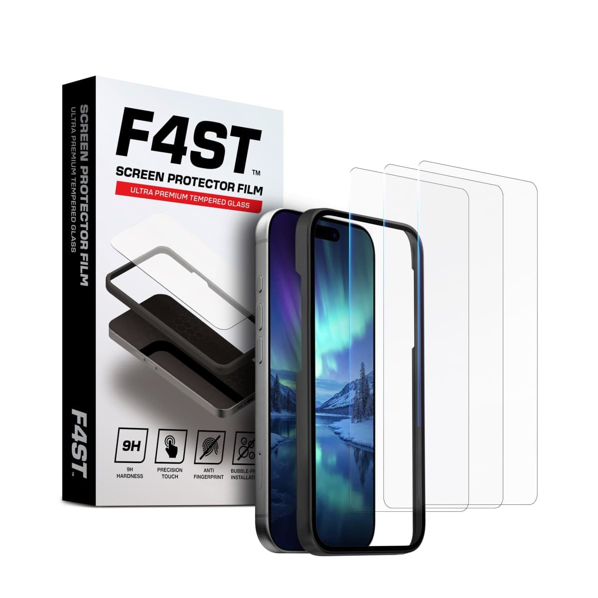 F4ST 3 Pack Tempered Glass Screen Protector for iPhone 17 Pro Max 6.9 Inch [9H Hardness Shatterproof] HD Clear Full Coverage, with Alignment Frame, Easy Installation, Case Friendly, Bubble Free