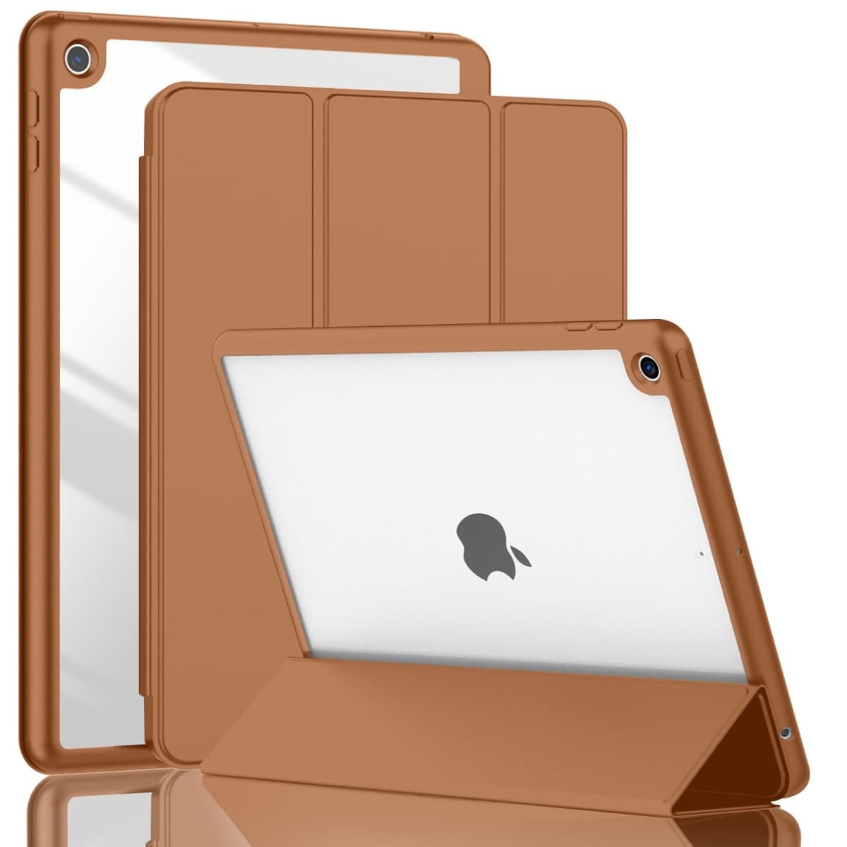 ToaPoia iPad 9th Generation Case 2021/iPad 8th Generation Case 2020 10.2 Inch with Pencil Holder, iPad 7th Gen 2019 Case with Clear Transparent Back, Auto Wake/Sleep Cover(Brown)