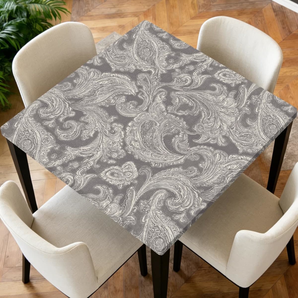ARTSGOO Square Fitted Tablecloth with Elastic Edge Design Table Cover Waterproof Stain-Resistant Wipeable Table Cloth for Kitchen Dining Picnic Patio Outdoor Party Black Marble 36x36 Inch
