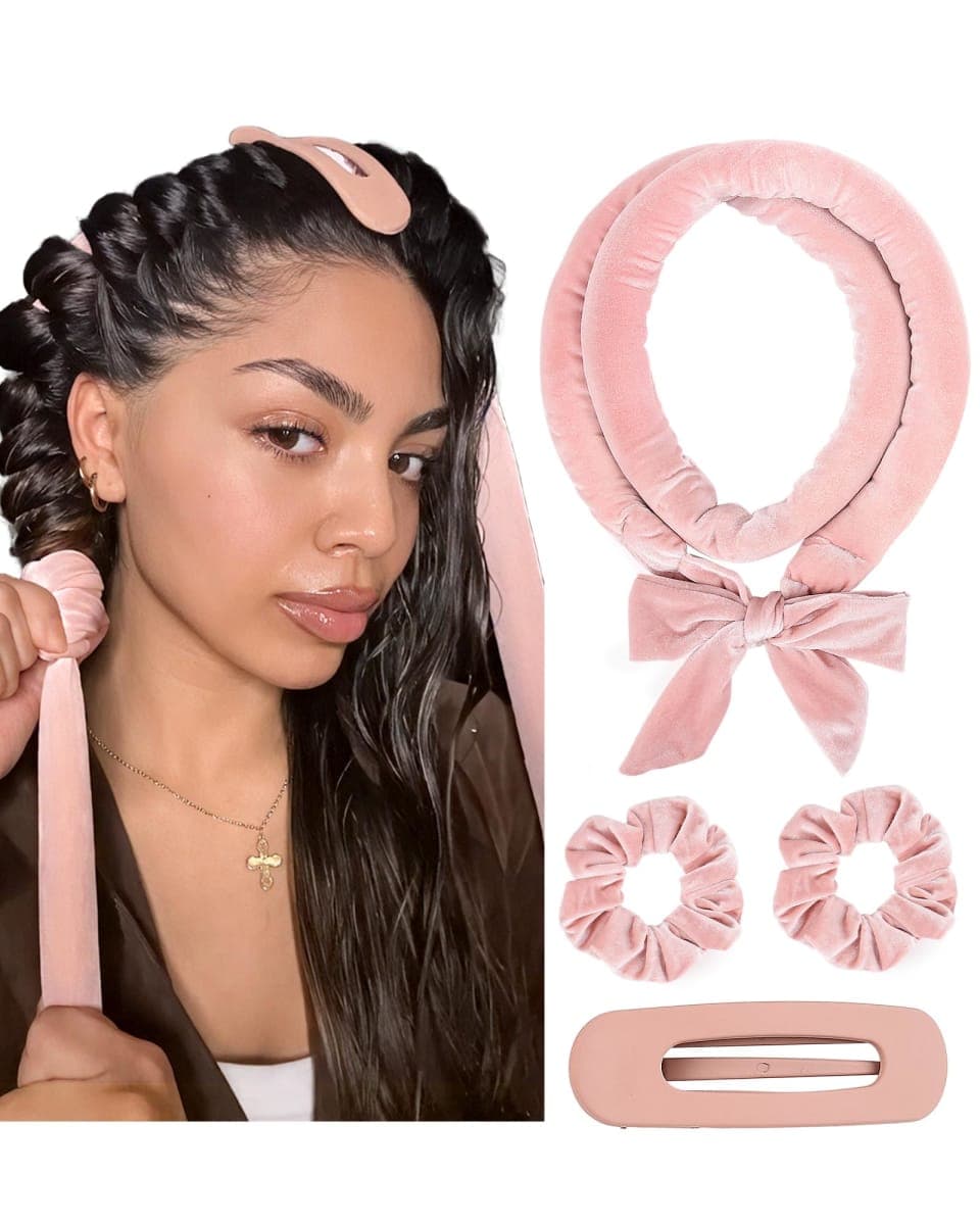YANIBEST Heatless Hair Curler, No Heat Hair Curlers to Sleep in, Overnight Satin Heatless Curling Set with Hair Scrunchies Clip, for All Hair types