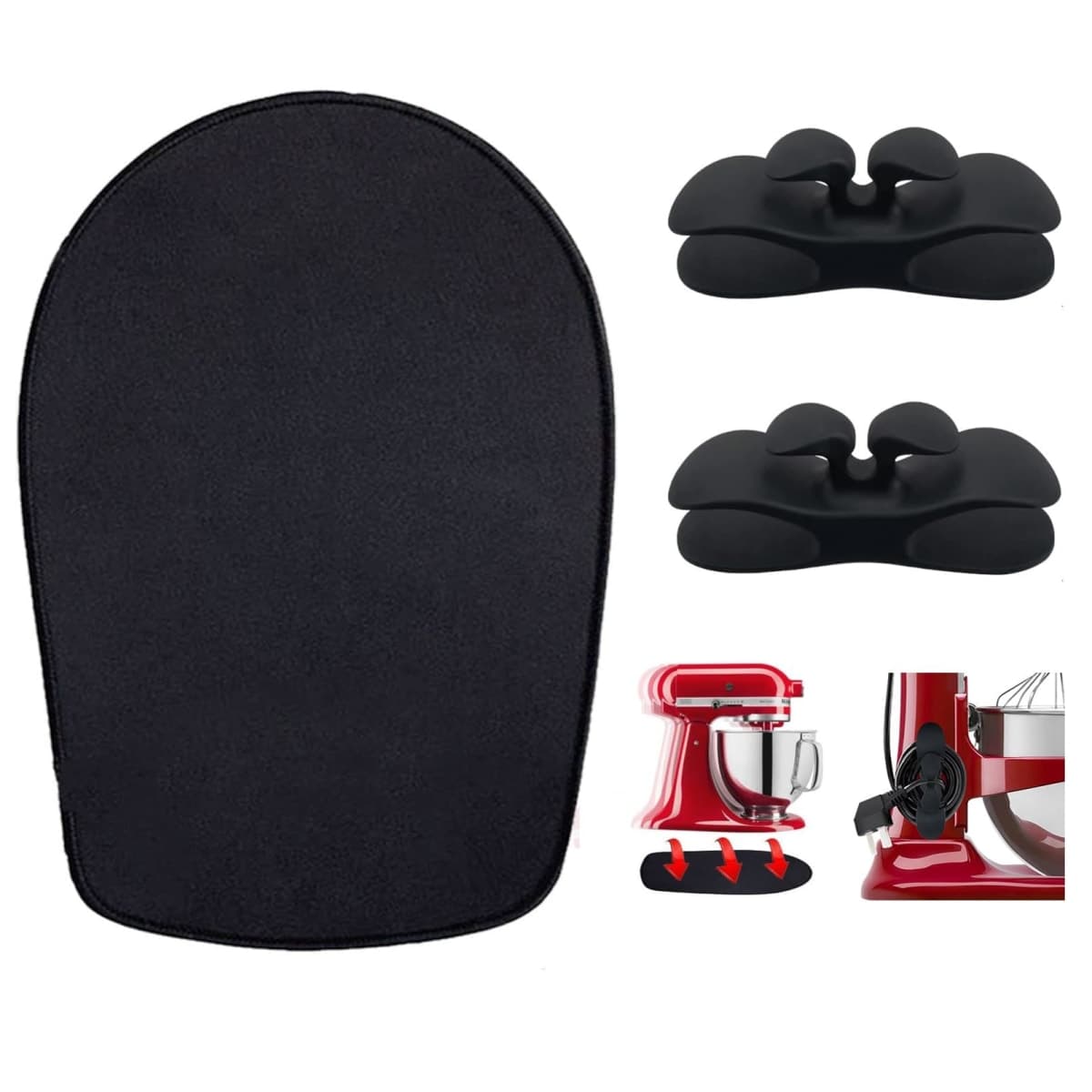 Mixer Slider Mat for Kitchen aid Stand Mixer With 2 Black Mixer Accessories,Kitchen Appliance Slide Mats Pads Compatible with Kitchen aid 4.5-5 Qt Tilt-Head Stand Mixer