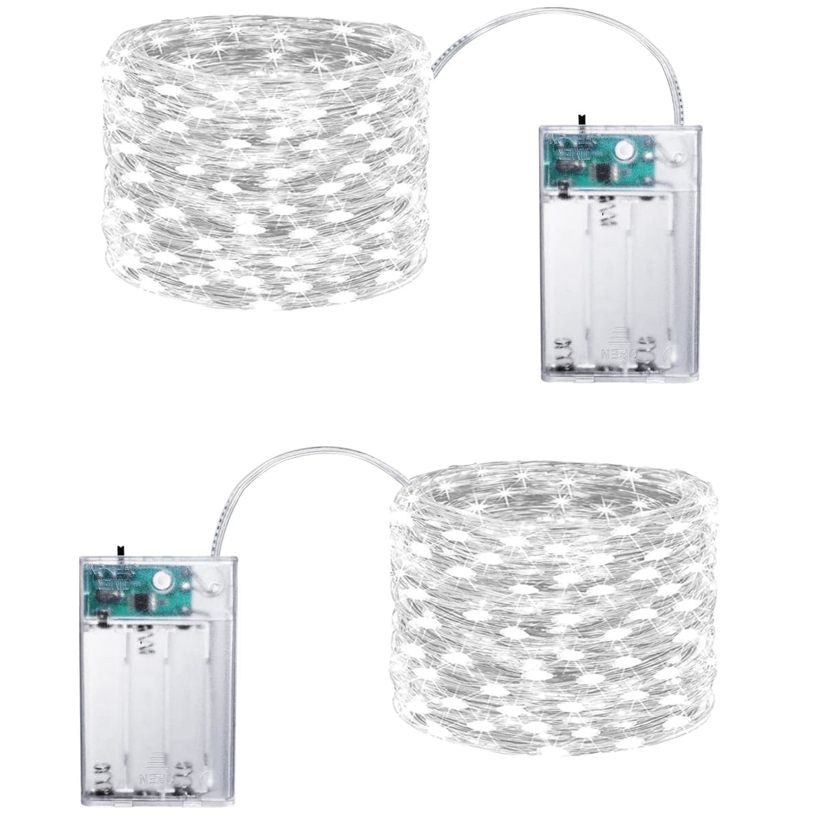 Joomer Battery String Lights, 2PACK Total 32FT 100 LED Battery Operated String Light, Twinkle Fairy Lights with Timer for Indoor Decor- Batteries not Included (White)