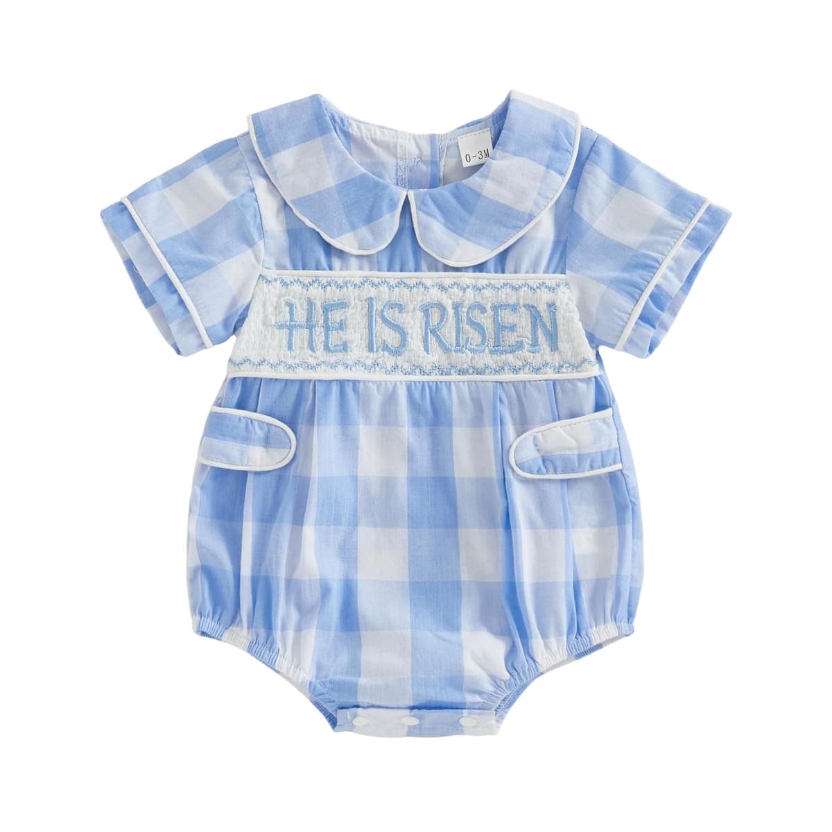 JLKGICF My First Easter Baby Boy Outfit Bunny Embroidery Sailor Collar Jumpsuit Romper Newborn Infant Boy Clothes, Blue, 12-18 Months