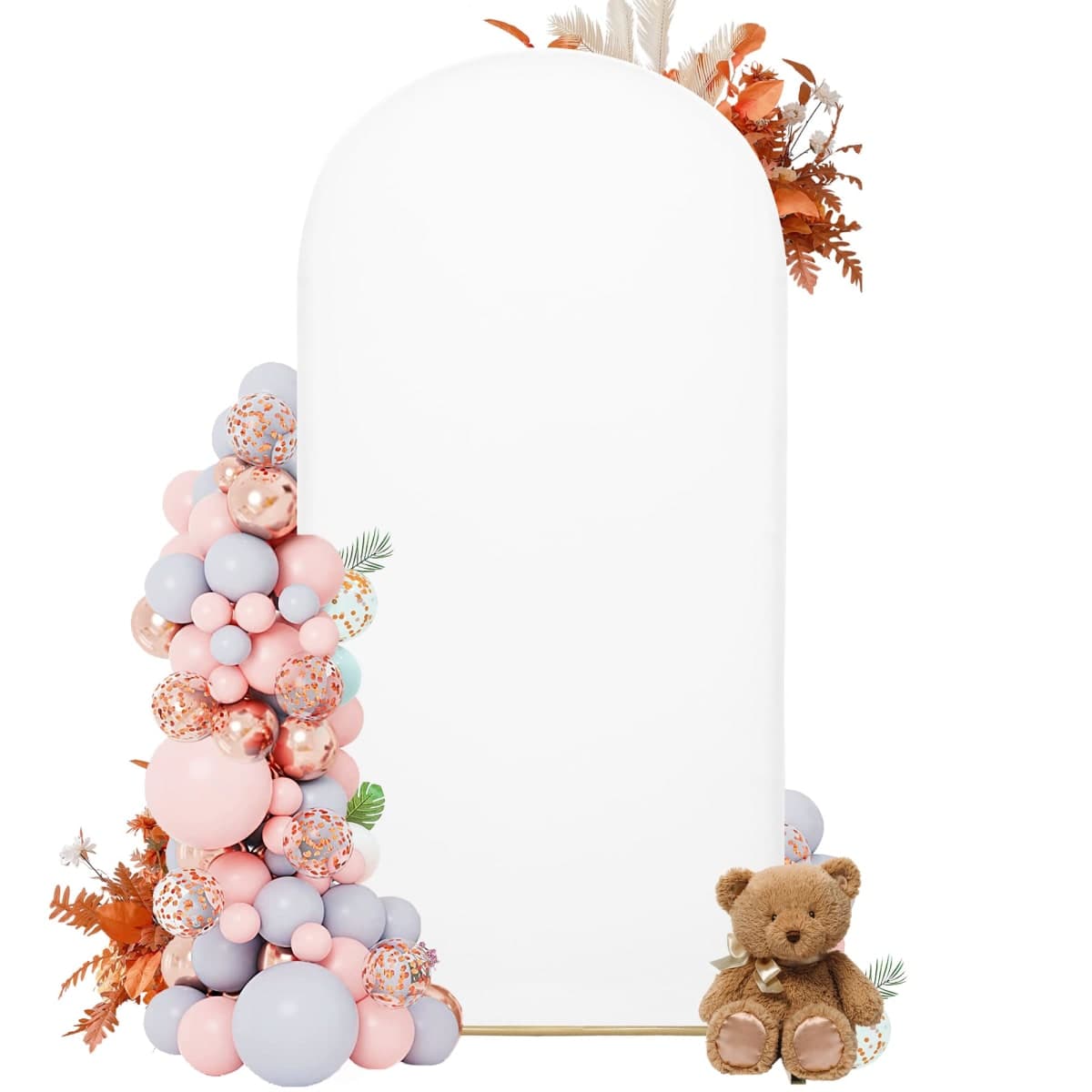 7.2FT Wedding Arch Covers Arch Backdrop Cover Arch Stand Covers Set Arch Cover Spandex Fabric Stretchy Backdrop for Wedding Birthday Party Decoration Baby Shower (White, Cover Only)