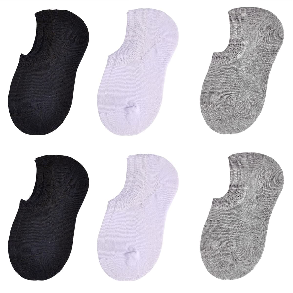 JORMATT Toddler No Show Socks Little Girls Boys Cotton Socks Anti Slip Low Cut Ankle Socks With Grips (6-12 Pairs), 6 Pairs, Black+white+grey, 3-4T