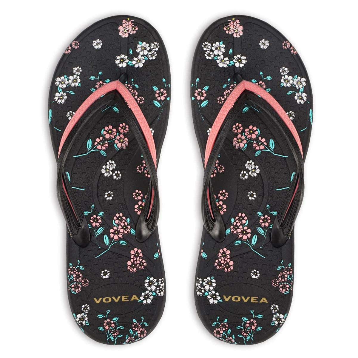 VOVEA Flip Flops For Women Non-Slip Bathroom Shower Shoes Cushion foam Indoor and Outdoor Sandals, Black, 7