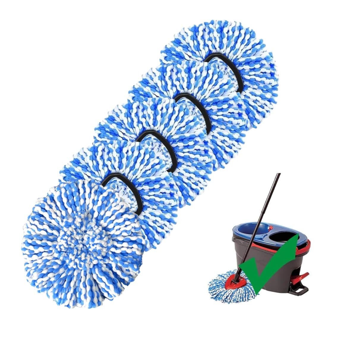 [ 5 Pack ] Mop Replace Heads for O-Ceda RinseClean(2 Tank System ONLY),Spin Mop Replacement Head Easy Cleaning Microfiber Replacement Machine Washable