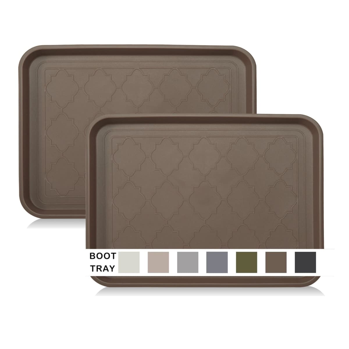 WATANIYA PET Boot Tray for Entryway Indoor, Heavy Duty Shoe Mat Tray 2 Packs, 16.7"x12.8" Waterproof Mat with Raised Edge, Outdoor Multi-Purpose for Boots, Shoes, Garden