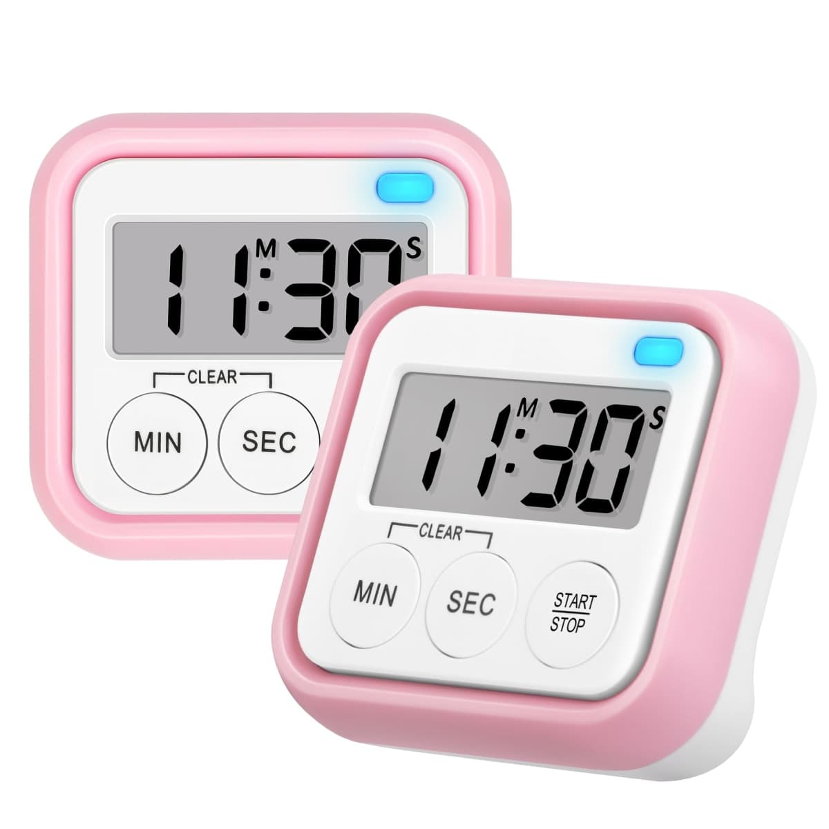 2 Pack Timers for Kids Teachers with Large Numbers and Loud Alarms Kitchen Timers for Cooking, Pink