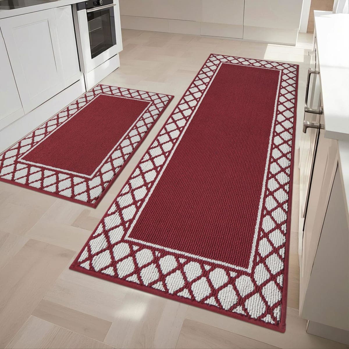 COSY HOMEER Kitchen Rugs Non Slip Washable Kitchen Mats for Floor Absorbent Kitchen Rugs Sets of 2 Kitchen Runner Rugs for Kitchen Carpet Sink Laundry Area Rugs,Black,24" x 35"+24" x 60"