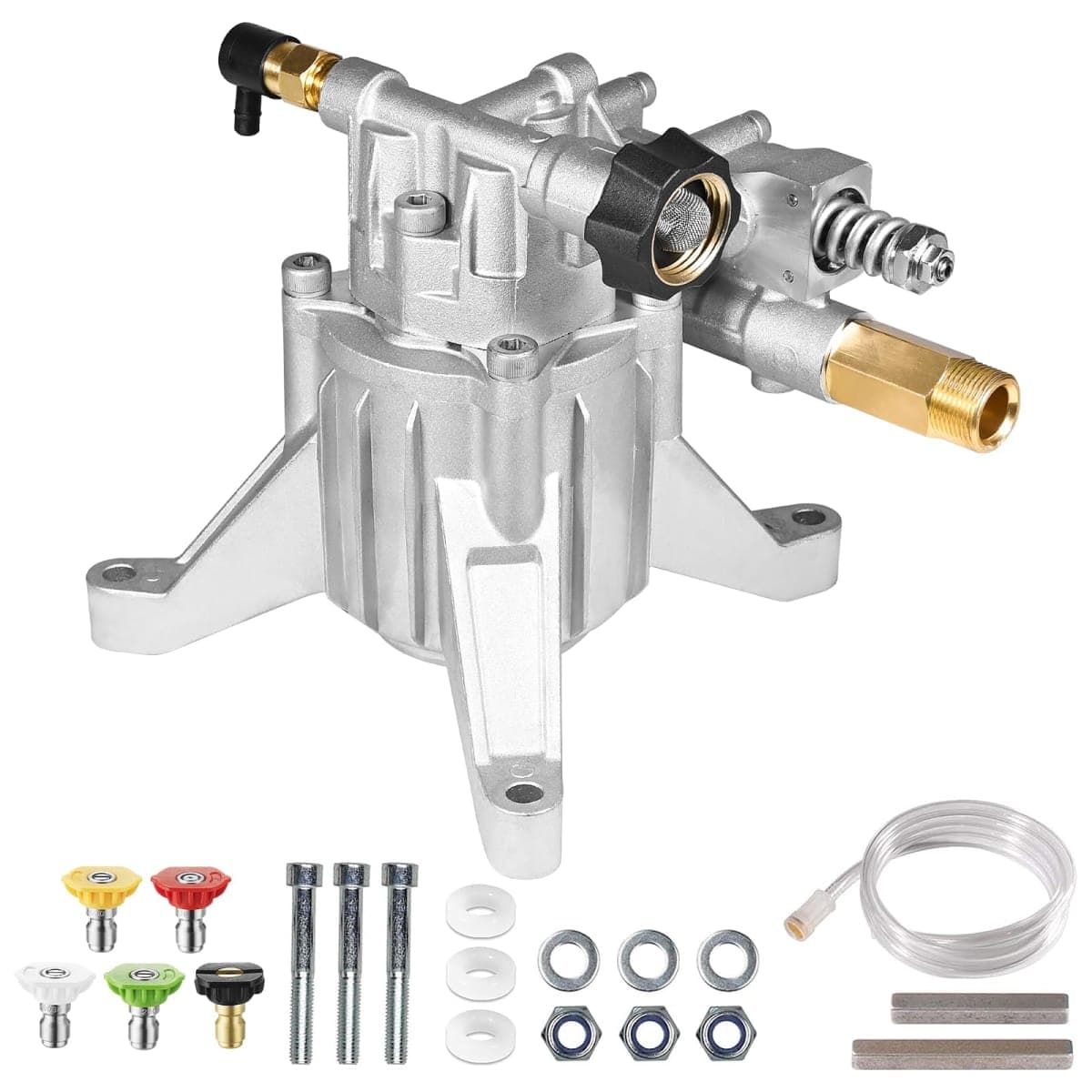YAMATIC 7/8" Shaft Vertical Pressure Washer Pump 3000 PSI @ 2.5 GPM Replacement Pump for Power Washer, Compatible with GCV160, GCV190, Homelite, Troybilt, Ryobi, Rear Facing Inlet/Outlet