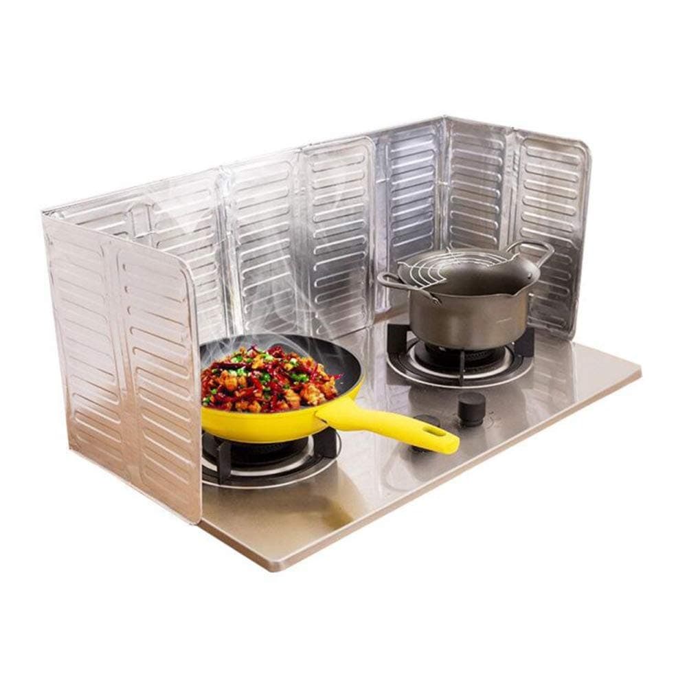 2Pcs Oil Splash Guard Aluminum Foil Gas Stove Shield Oil Splatter Screen Board Cooking Frying Oil-Proof Splash Kitchenware Tool