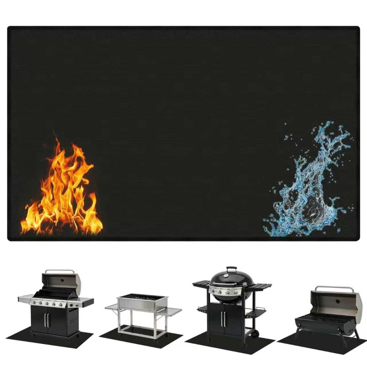 LETITIN 48x30 Under Grill Mats for Blackstone Ninja Outdoor Grill, Double-Sided Fireproof, Oil and Waterproof Protective Mat for Grass and Deck, Outerdoor BBQ Fire Pit Fireplace Mat