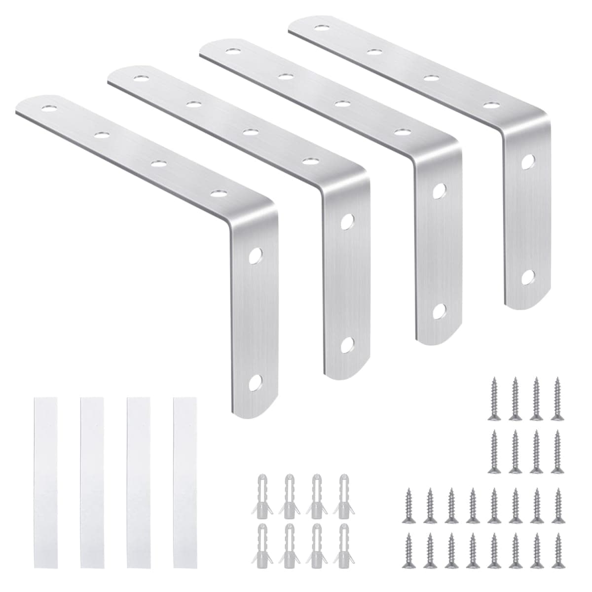 Furniture Anchors (4 Pack) Cabinet Anti Tip Kit for Baby Pet Proofing, Stainless Steel Furniture Wall Anchor Dresser Wall Safety Anchor Bookcase Prevent Falling Earthquake Straps for Child 5Inch