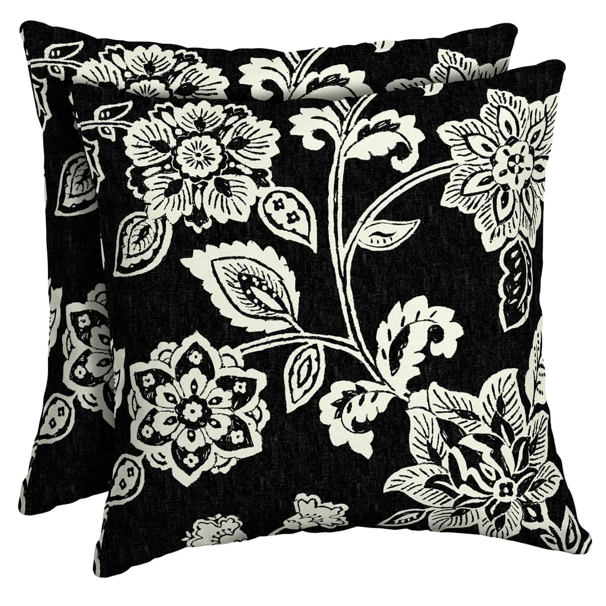 Arden Outdoor Toss Pillow, 2 Pack, 16 x 16, Rain-Proof, Fade Resistant Ashland Black Jacobean