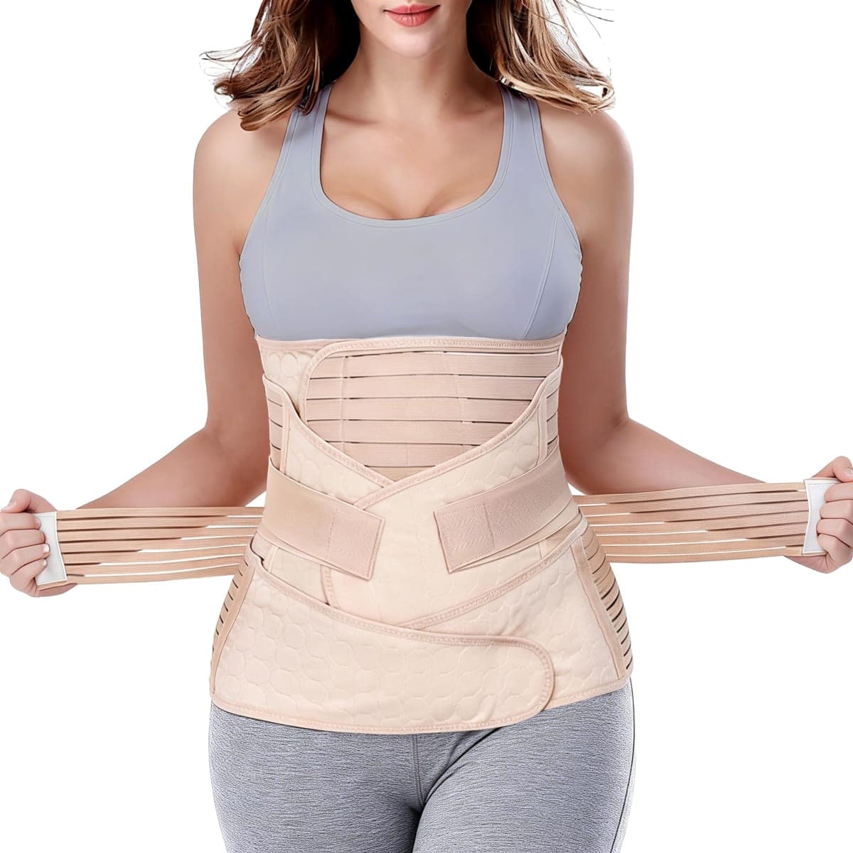 ChongErfei 3 in 1 Postpartum Support Belly/Waist/Pelvis Belt Beige