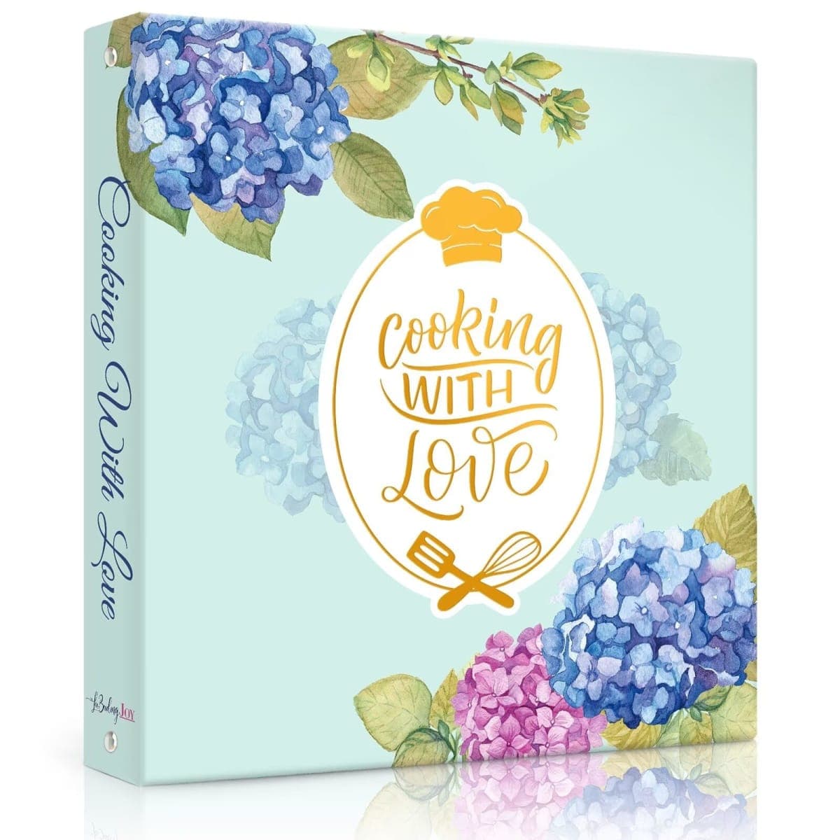 Recipe Binder with Plastic Sleeves, Full Page Cards and Dividers, Recipe Binder 8.5x11 3 Ring, Blank Recipe Book Binder to Write in Your Own Recipes (Blue Hydrangea)