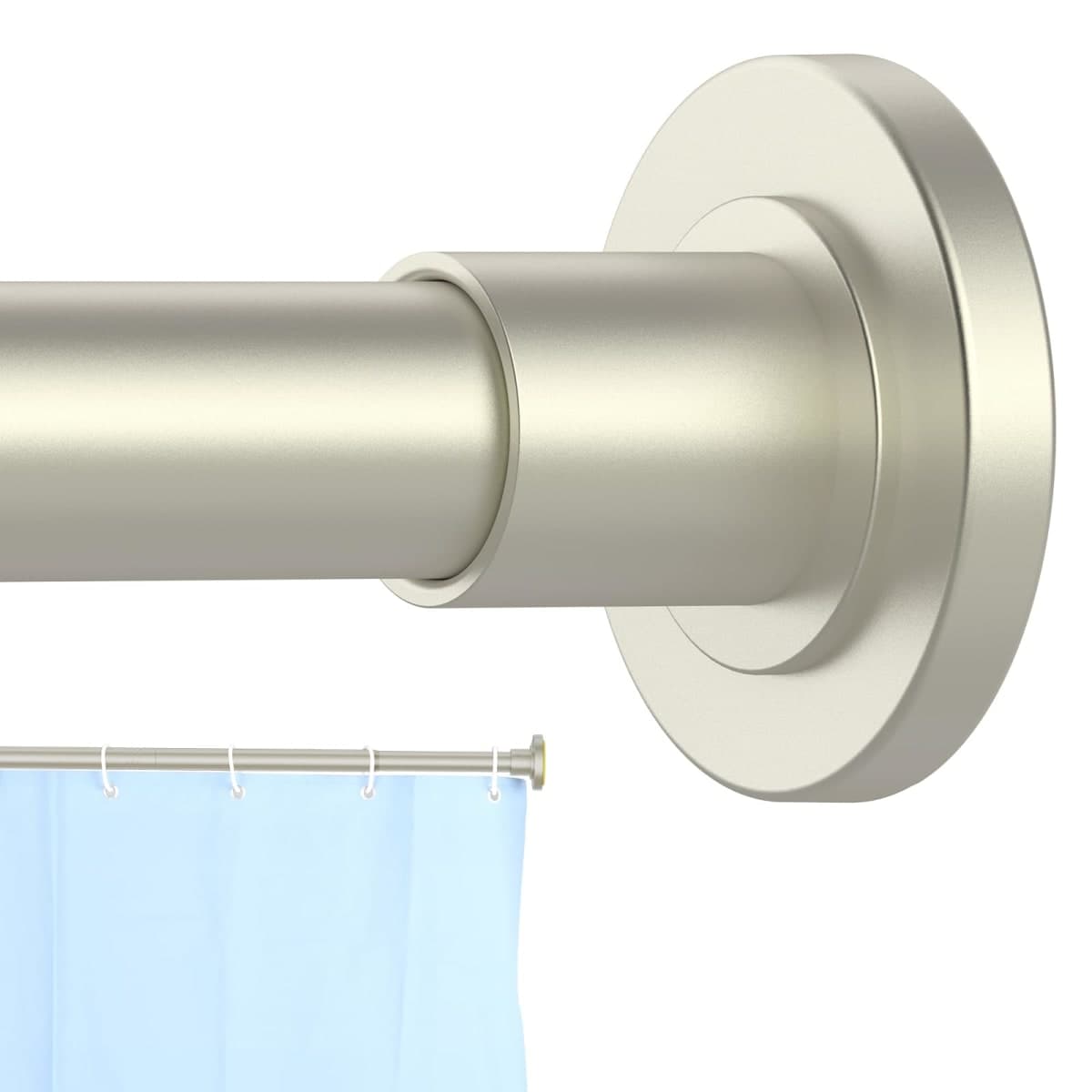 CorkLatta Brushed Nickel Shower Curtain Rod 31 to 80 Inch,1 Inch Diameter Adjustable Spring Tension Stainless Steel Telescoping Rod,Easy Install,No Rust