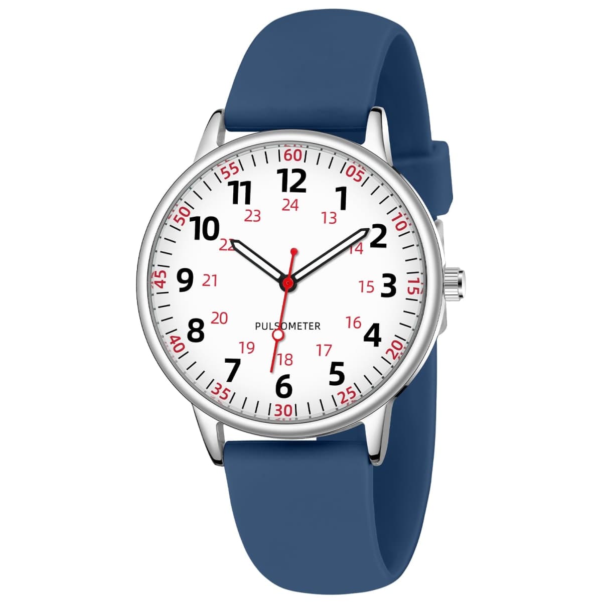 TWOPTION Nurse Watch for Women Waterproof Analog Silicone Watch with Second Hand Nursing Watch, BLUE, Professional and Fashionable