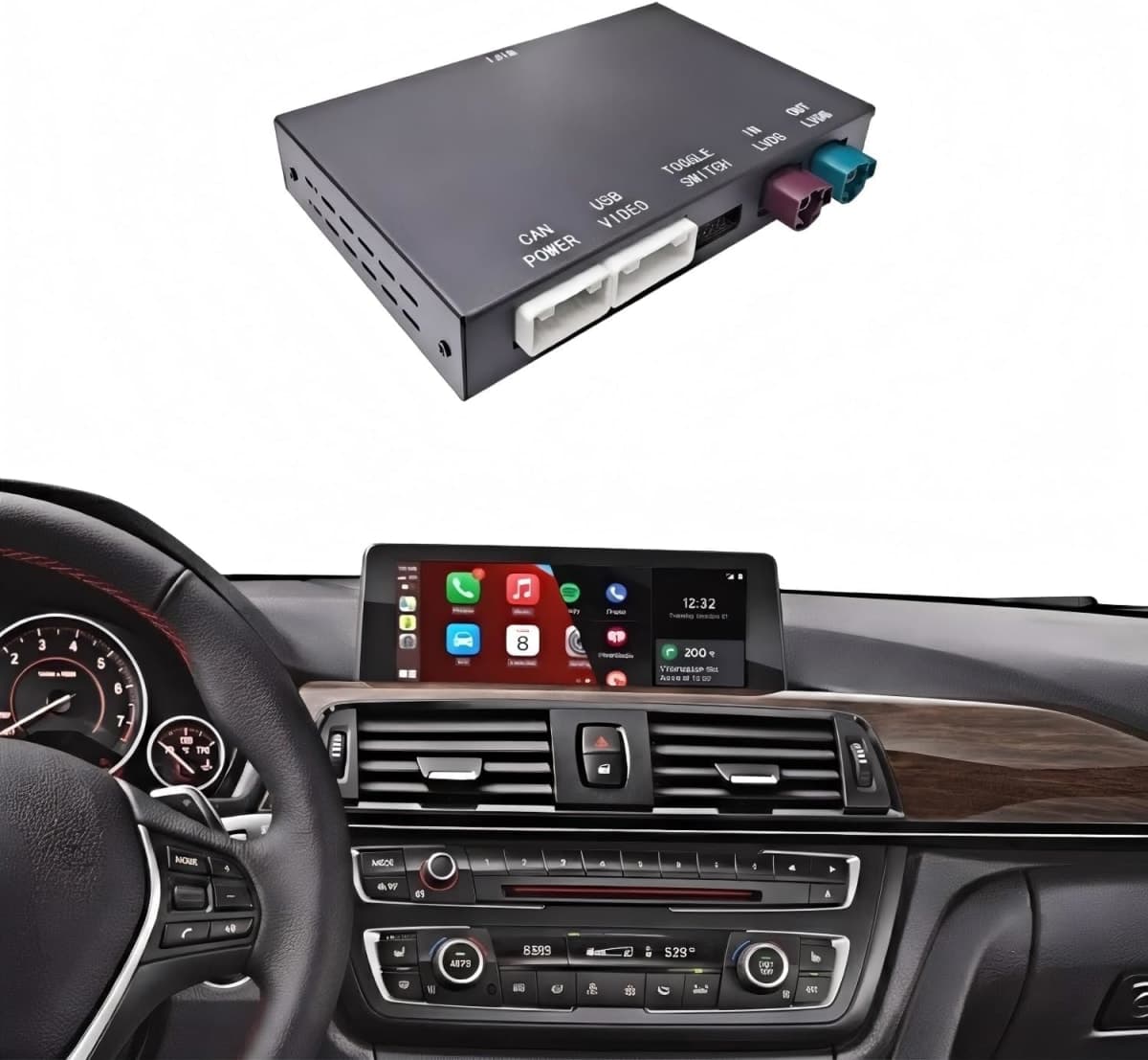 Wireless CarPlay Android Auto Adapter for BMW NBT 1 2 3 4 5 6 7 Series X1 X3 X4 X5 X6 2012–2016 Retrofit Decoder Support Mirrorlink, Rear Camera and OEM Car Functions