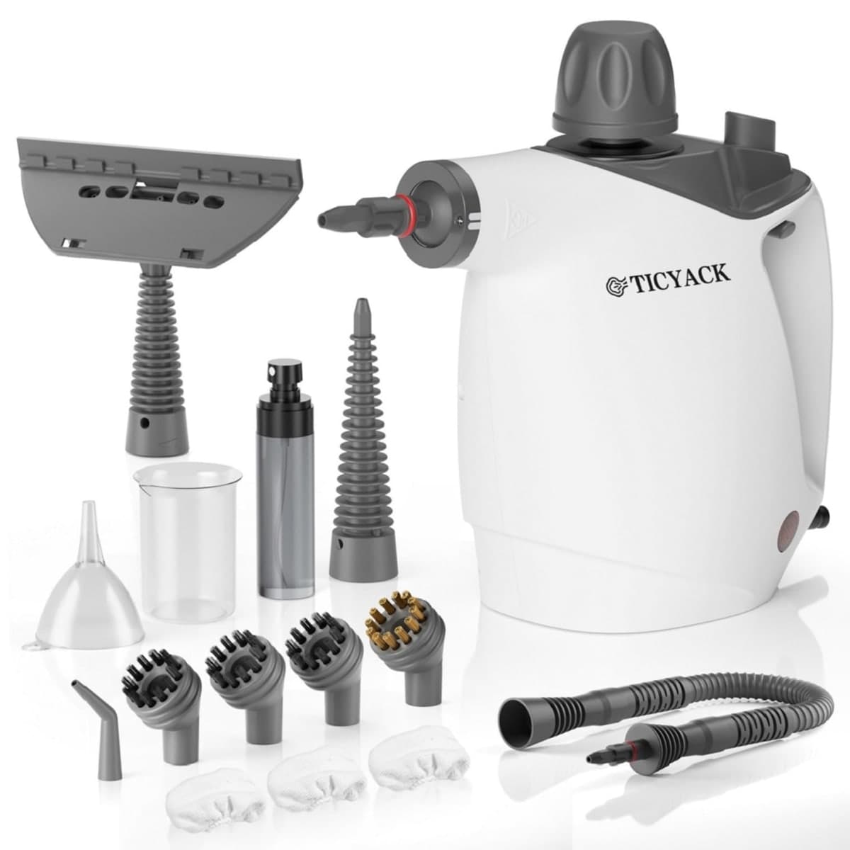 Handheld Steam Cleaner, Steam Cleaner with 16 PCS Accessory & Safety Lock, 500ML Large Capacity Natural Surface Steam for Cleaning, Multipurpose Steamer for Home, Car, Bathroom, Grease (White)