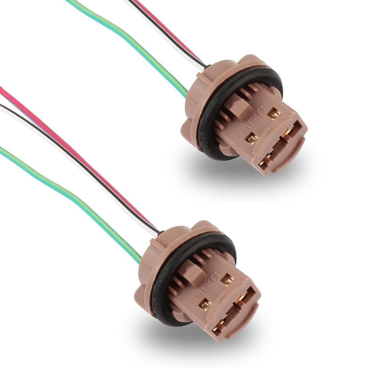 AWGUKA Pack-2 Automotive 7443 Brake Light Bulb Holder, Socket Pigtail Harness Connector, Waterproof Insulation Plastic Female Adapter, Universal for Cars Bulb Mounting Assembly (Multicolored)