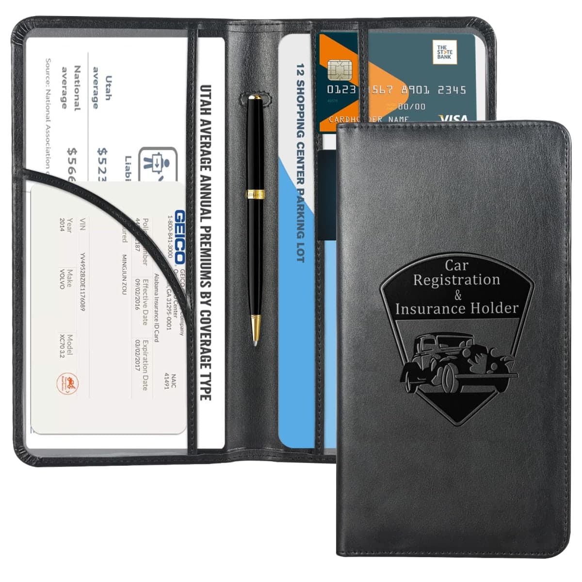 CoBak Car Registration and Insurance Holder - Vehicle Glove Box Car Organizer,Auto Truck Comparment Accessories Case with Magnetic Closure for Essential Document,Driver License,Cards
