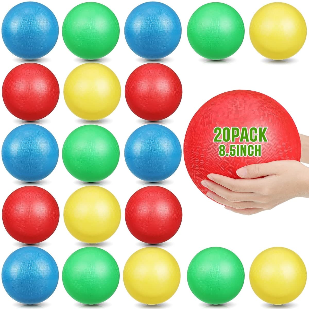 Jerify 20 Pack 8.5 Inch Large Dodgeballs Kickballs Colorful Playground Ball Inflatable Bounce Balls Bouncy Ball PVC Play Balls for Adults Beach Party Game Outdoor Indoor, 4 Colors