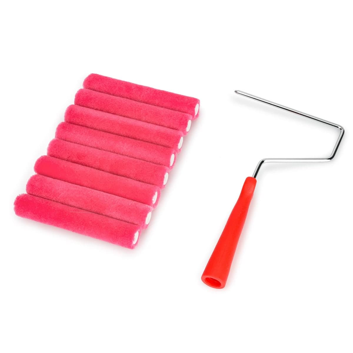 HexDorn 6 Inch Mohair Paint Roller Kit, 1/4" Nap, 9 Pack Lint-Free Small Paint Roller Covers with Frame, Smooth Mini Rollers for Painting Walls, Cabinets, Door, Furniture, Trim, All Paints & Stains