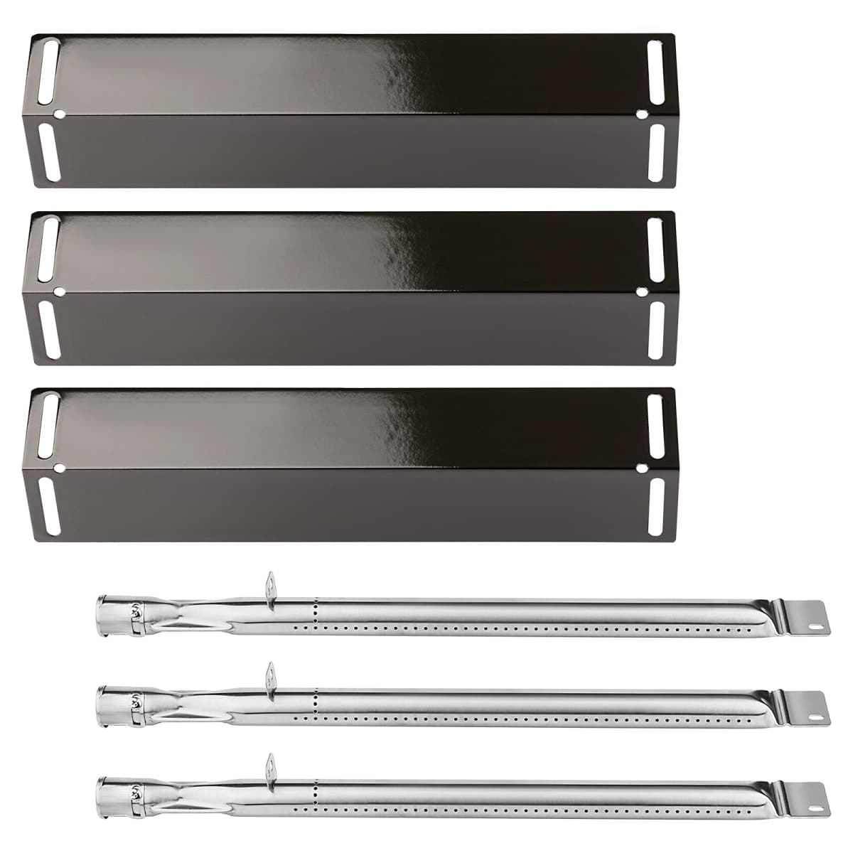 Uniflasy for Smoke Hollow Grill Parts, Smoke Hollow PS9900 PS9500 6500 6800 SH5000 SH9916 Grill Parts, 16 1/2 Inch Porcelain Steel Heat Plate Shield Stainless Steel Pipe Burners 3 Packs