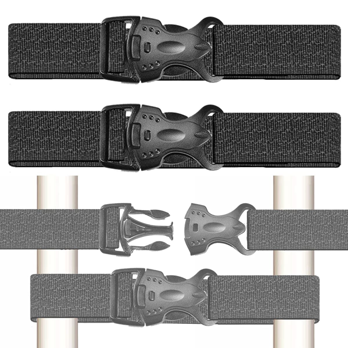 Woyeainy 2 Pack Adjustable Buckles Baby Safety Locks/Child Safety Locks. Closet Locks for Double Doors/Locks for French Door Refrigerator/Baby Locks for Lockers/Baby Safety Locks for Cabinets(Black)