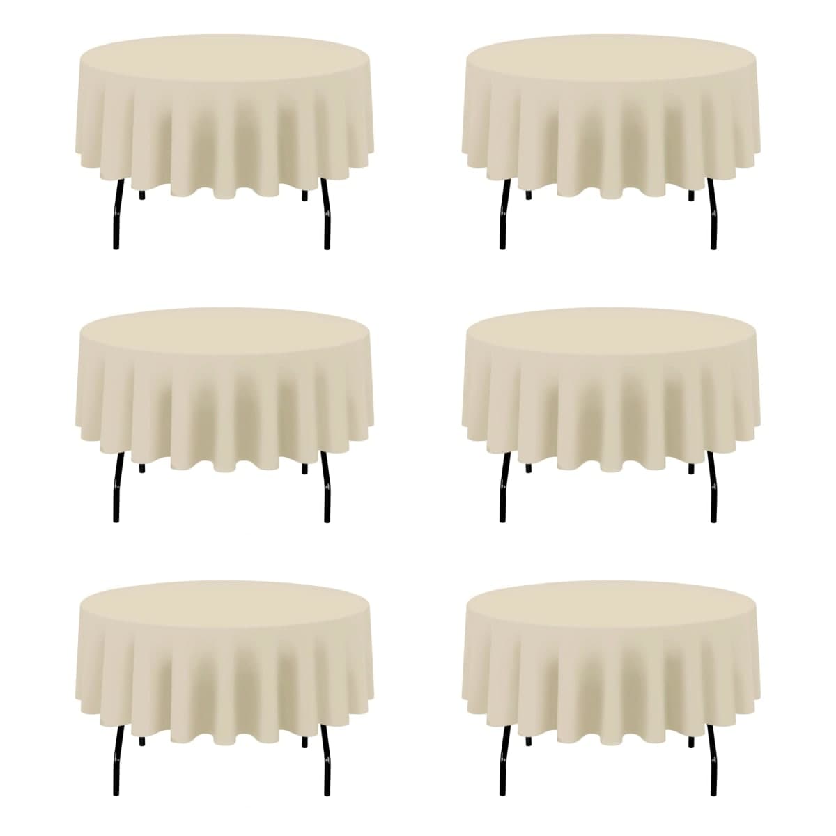 BRILLMAX 6 Pack Beige Round Tablecloths 90 Inch for 60" Tables