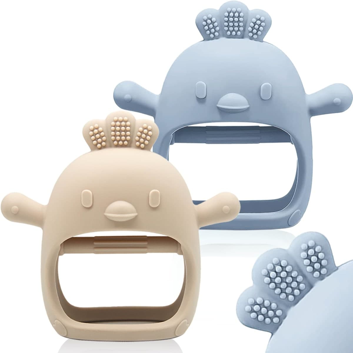 ChooKaChoo 2 Pack Baby Teething Toy Silicone Teething Mitten for Babies Over 3 Months Anti Dropping Wrist Hand Teethers Baby Chew Toys for Sucking Needs, BPA Free