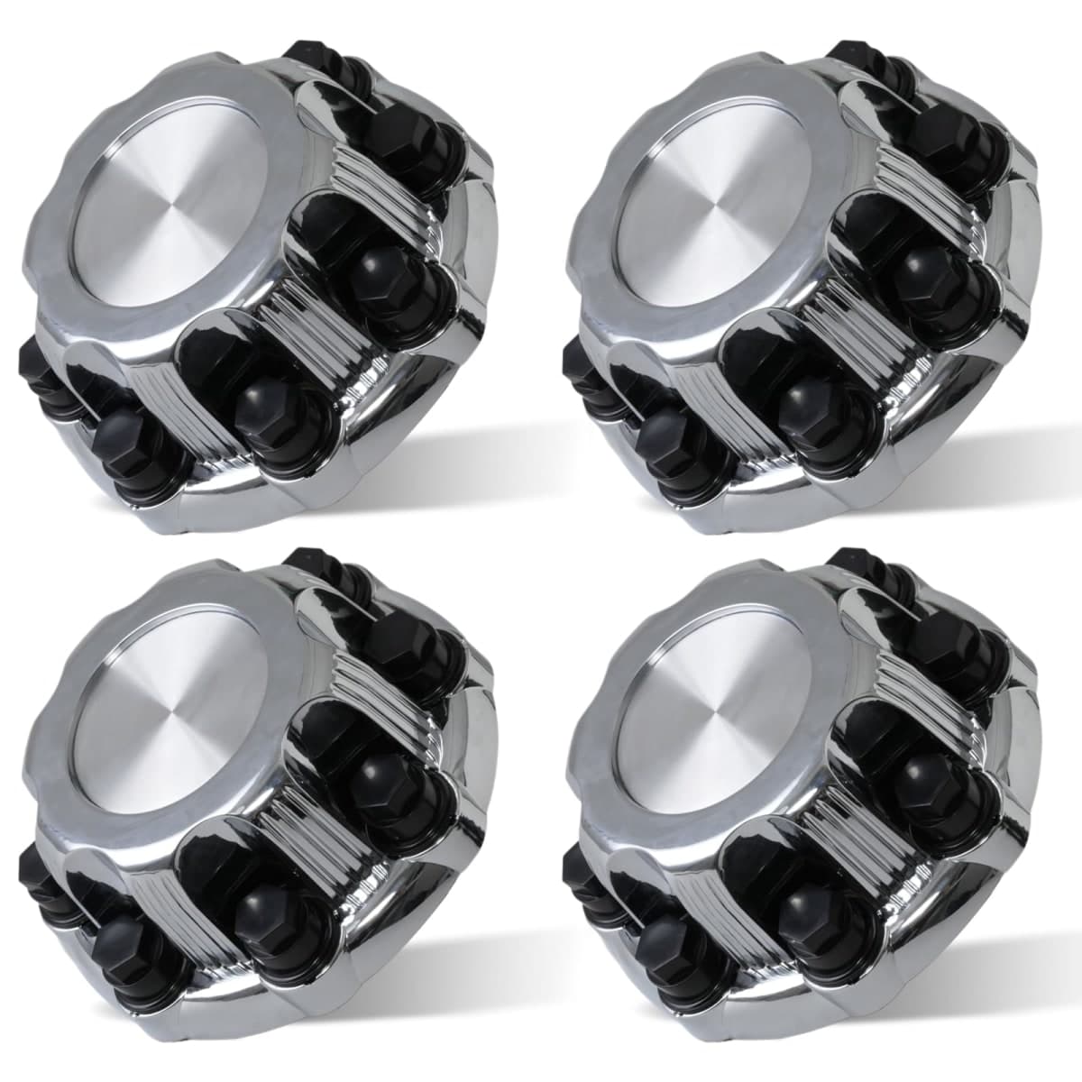 snobli (Set of 4) Chrome Wheel Center Caps 8 Lugs Compatible with Select 16 Inch Van & Truck - Replacement 15039489, 15039488, 9597169, 9597170