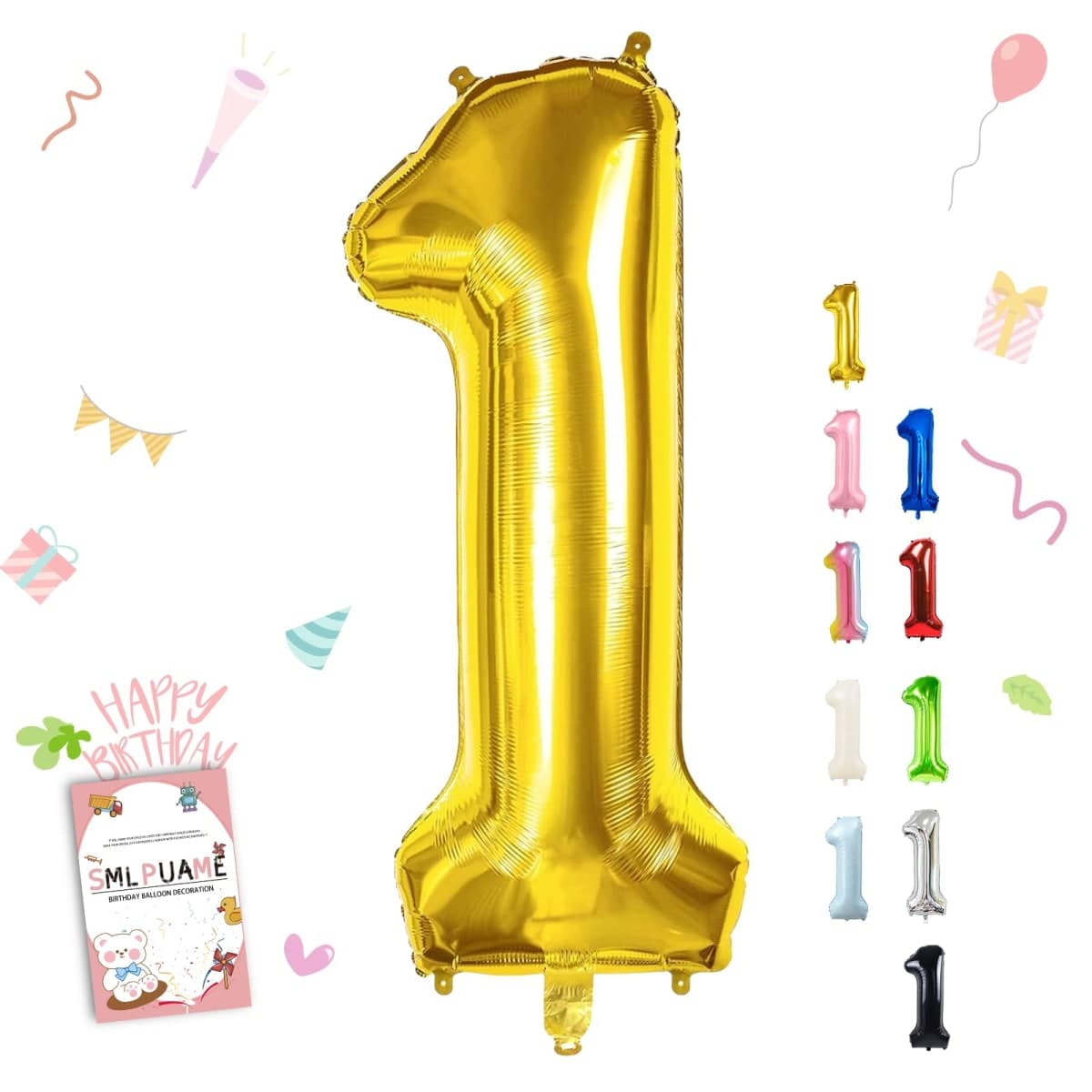 Smlpuame Gold Number 5 Balloons 40 Inch 0-9 Large Gold Balloons 5th Birthday Balloon Helium Foil Balloon for Boys Girls Men Women Birthday Party Wedding Anniversary Baby Shower Decorations Supplies
