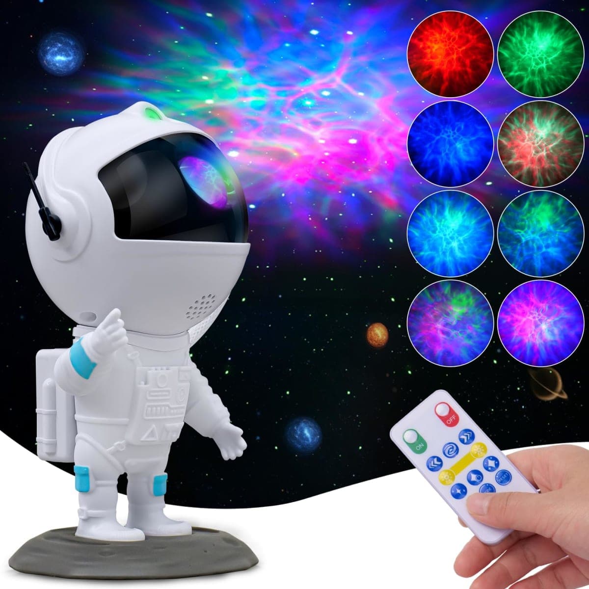 KKUP2U Astronaut Galaxy Projector, Star Projector, Astronaut Light Projector with 8 Colors LED Nebula, Starry Night Light Projector with Remote, Kids Room Decor, Gifts for Kids, Friends,