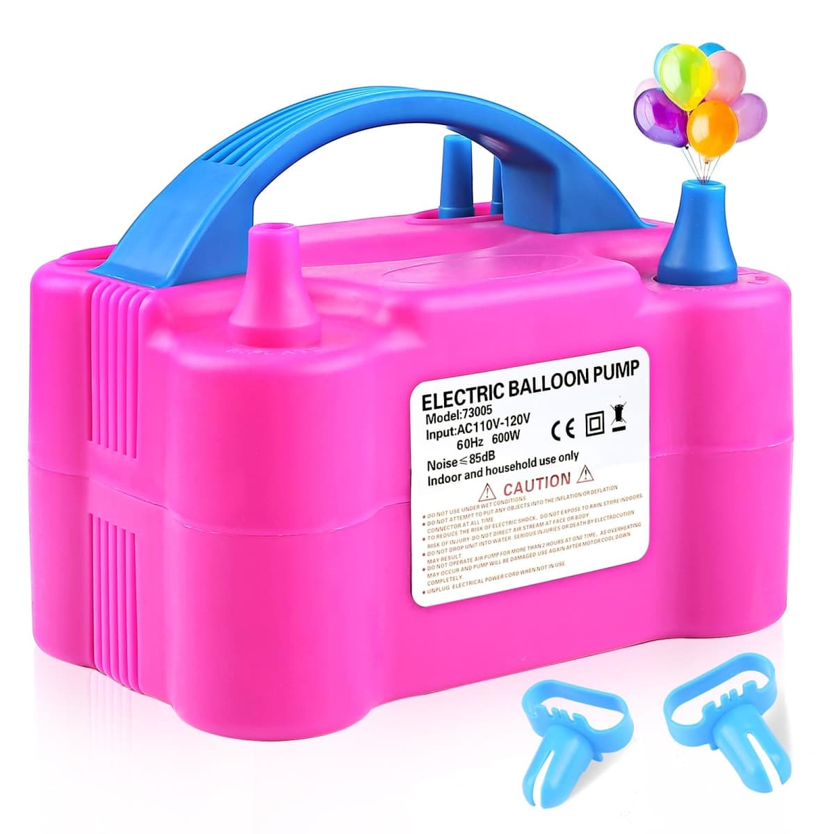 Electric Balloon Pump,Balloon Inflator, Dual Nozzle Electric Air Pump,Balloon Pump Balloons Blower 110V 600W for Party Decoration with Gifts:2 Balloon Tying Tools (Rose red)