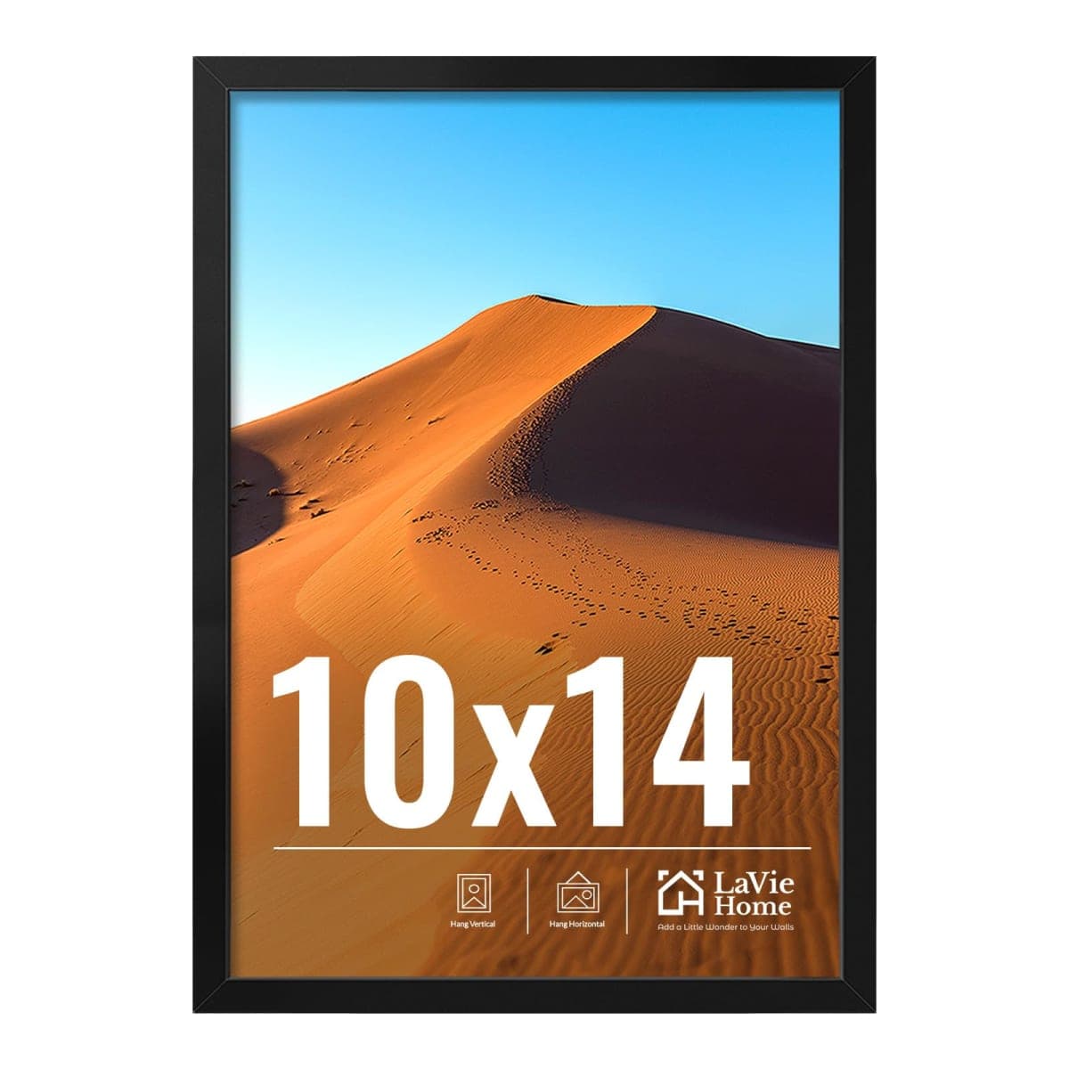 LaVie Home 10x14 Picture Frame for Wall Display, 10x14 Black Picture Frame with HD Plexiglas, 10 x 14 Frame 1 Pack, Display Frame for Vertical or Horizontal, Classic Collection
