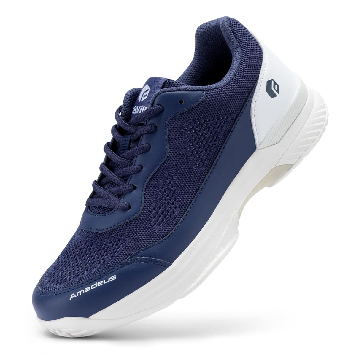 FitVille Mens Pickleball Shoes Blue Tennis Shoes Sneakers for All Court Racquetball Athletic Shoes for Racquet Sport | Arch Support & Wide Toe Box (10.5 Medium, Black After Dark)