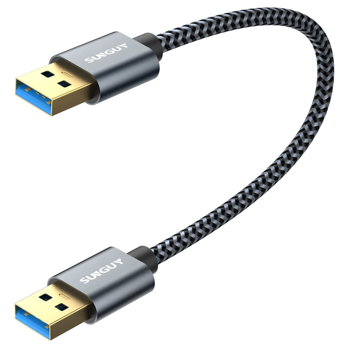 SUNGUY Short USB 3.0 Cable, 1FT USB Type A Male to Type A Male, Transfer Rate Up to 5Gbps Cable Compatible with Printers, Modems, Hard Drives, Cameras, HDD, DVD, Laptops, etc.