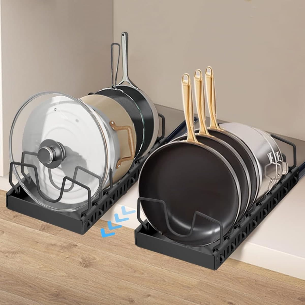 XIAPIA 2 Pack Pull Out Pots and Pans Organizer Under Kitchen Cabinet