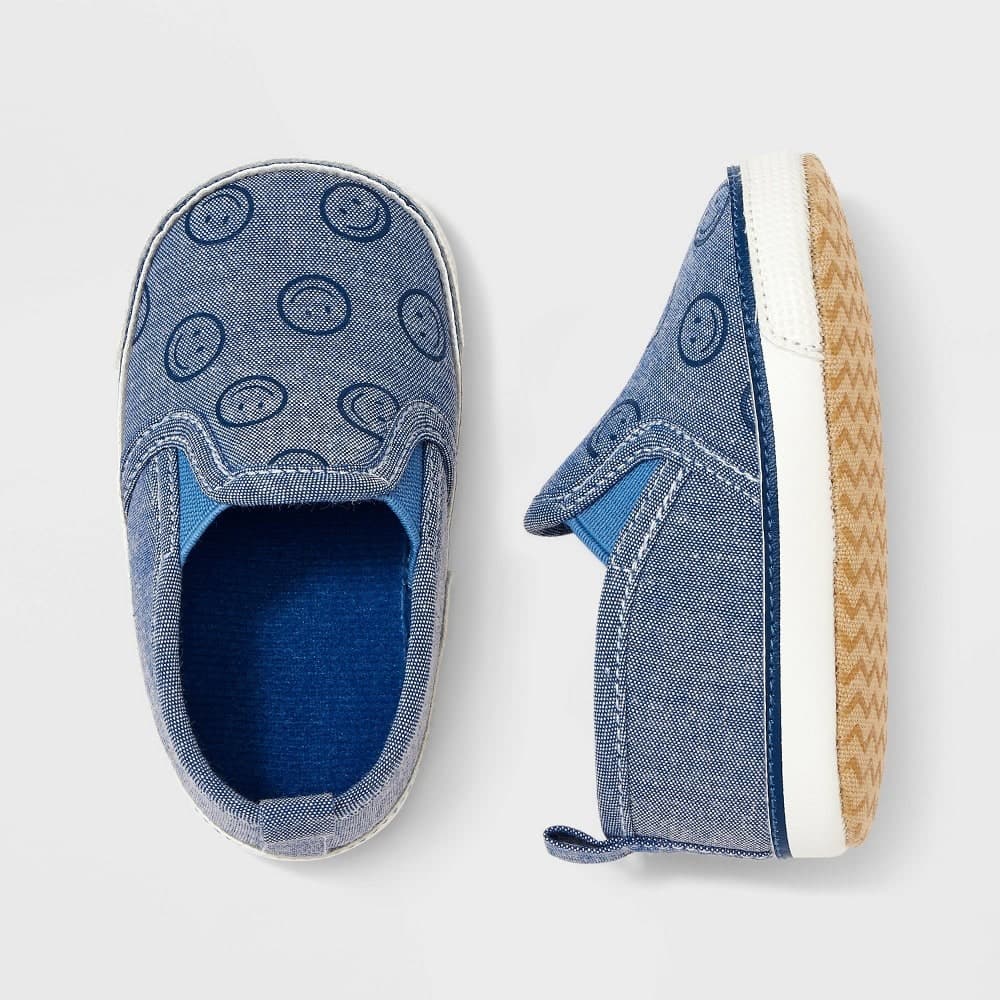 Baby Boys' Smiley Face Slip-On Sneakers - Cat & Jack™ Blue 0-3M