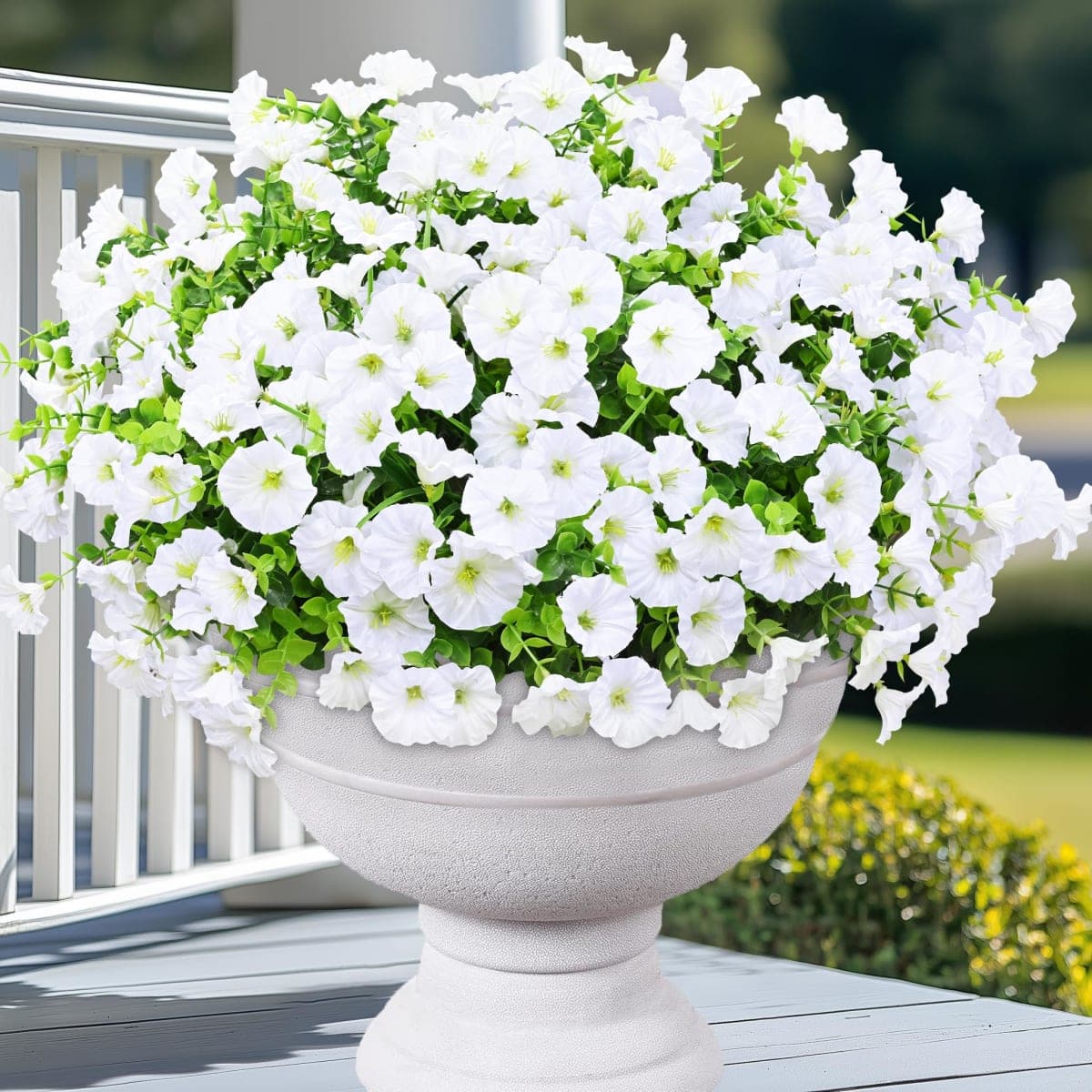 26 Bundles Artificial Flowers for Outdoors, White Fake Outdoor Flowers