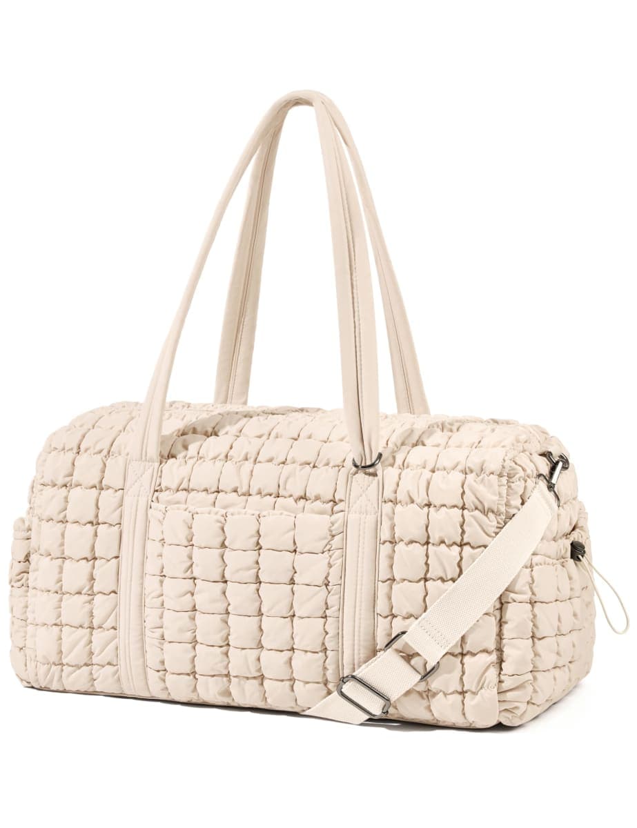 Unilily Puffy Women's Travel Bag, beige, 21" L x 9" W x 10" H, 31L, Secure pocket
