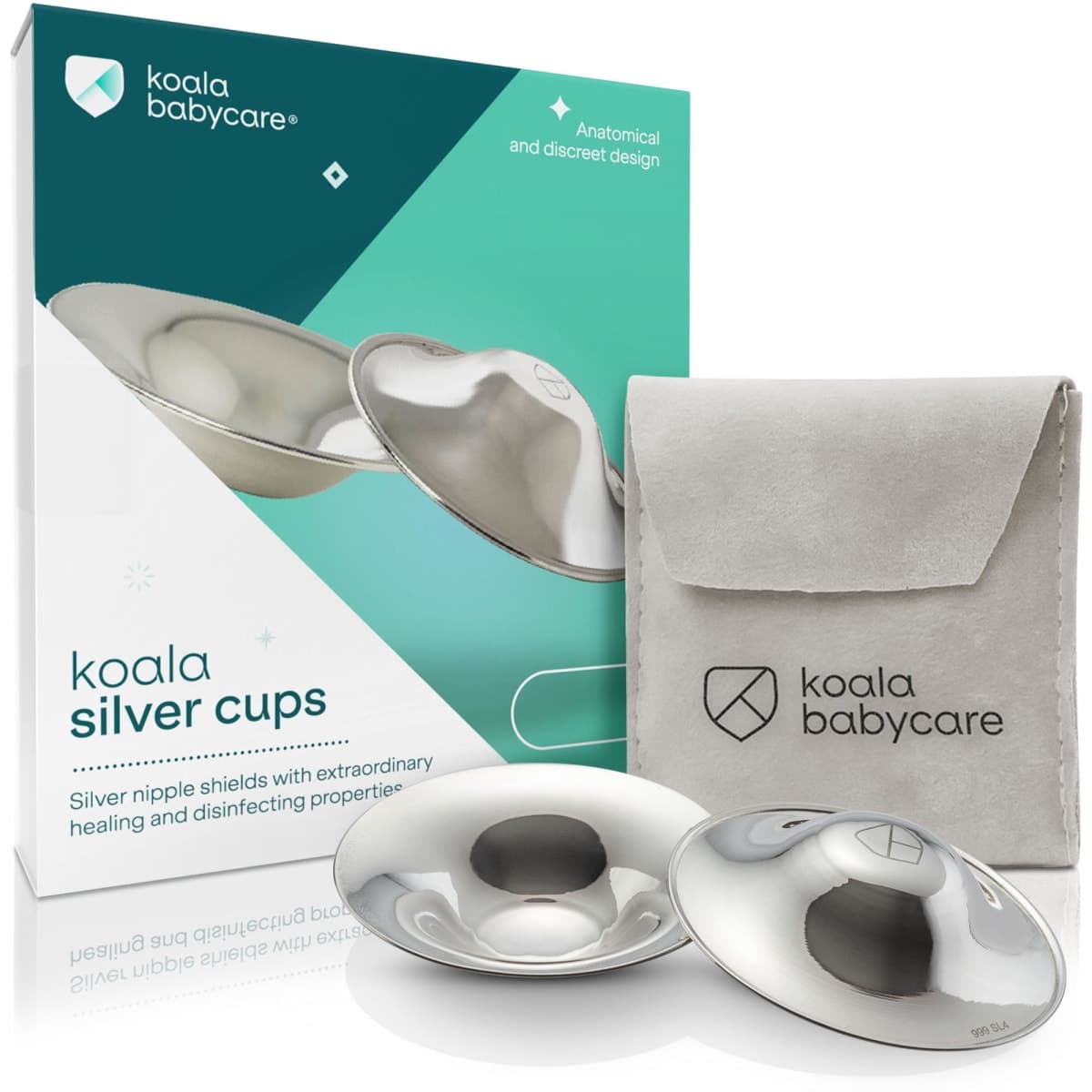 Nipple Shields in Trilaminate Silver, Nickel-free for the Prevention and Treatment of Breast Fissures during Breastfeeding | Medical Device Class 1 Koala Silver Cup